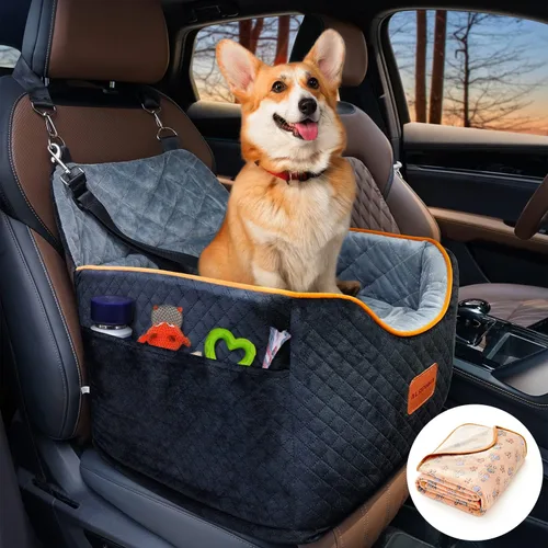 Vista 9 de AlfaTok Asiento de automóvil para perro, refuerzo de espuma viscoelástica para perros medianos de hasta 45 libras, cama de viaje elevada desmontable