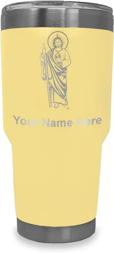 Vista 8 de LaserGram Vaso aislado al vacío de 20 onzas, Saint Jude, grabado personalizado incluido (negro)