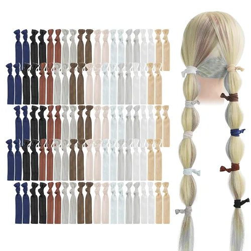 Vista 18 de MEEDEE Paquete de 100 lazos para el cabello, color negro, sin pliegues, nudos suaves para mujeres, sin daño, adecuado para colas de caballo, yoga