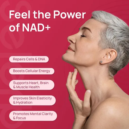 Vista 2 de Suplemento NAD+ para mujeres, alternativa NMN con β-NAD+, Trans-Resveratrol, CoQ10, D-Ribosa - Promueve la renovación celular, la energía y la salud