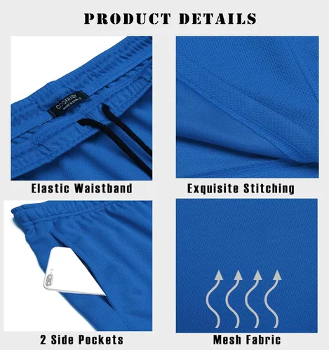 Vista 5 de COOFANDY Paquete de 3 pantalones cortos de entrenamiento para hombre, pantalones cortos deportivos de malla, ligeros, para culturismo, con bolsillos