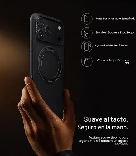 Vista 7 de TORRAS for iPhone 18 Pro Case Black, 360 Magnetic Stand, O1S Series Negro