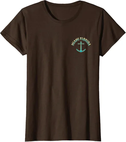 Vista 24 de Camiseta con diseño de pesca en la parte delantera y trasera de Miami Florida USA, Negro