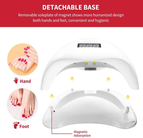 Vista 9 de Lámpara LED de uñas, secador de uñas de gel de 48 W, secado de esmalte de uñas, luz LED UV con 4 temporizadores, sensor automático, pantalla LCD