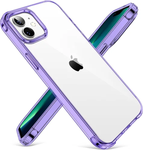 Vista 8 de CANSHN - Funda transparente compatible con iPhone 12/iPhone 12 Pro [Protección contra caídas de grado militar] No amarillea, funda protectora a
