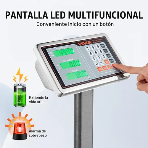 Vista 4 de VEVOR Báscula de plataforma digital para computación, carga de 660 libras, báscula de piso de computación de precisión de 0.1 libras con LB/kg