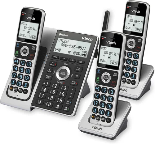 Vista 9 de VTech VS306-3 DECT 6.0 3 teléfonos inalámbricos para el hogar con Bluetooth, sistema de contestación, bloqueador de llamadas inteligente, anuncio
