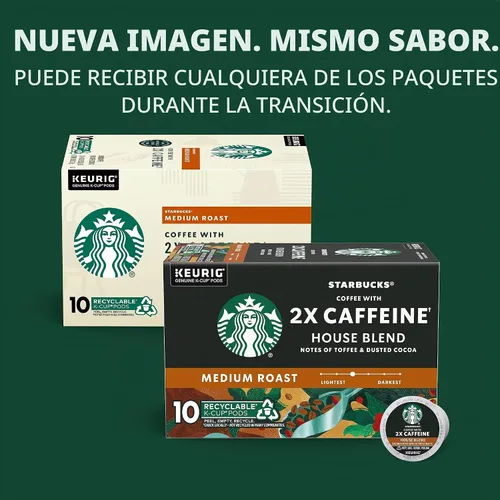 Vista 3 de Starbucks Cápsulas de café K-Cup, café de tostado medio con 2X cafeína mezcla de la casa para cafeteras Keurig, 100% arábica, 6 cajas