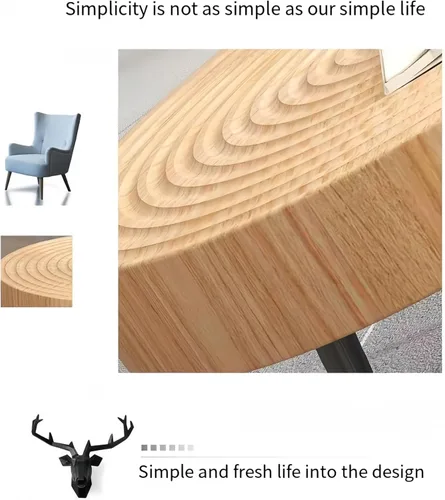 Vista 7 de Mesa de centro para sala de estar, sofá, mesa de esquina para el hogar, mesa redonda pequeña, anillos de árbol, mesa de centro de madera maciza
