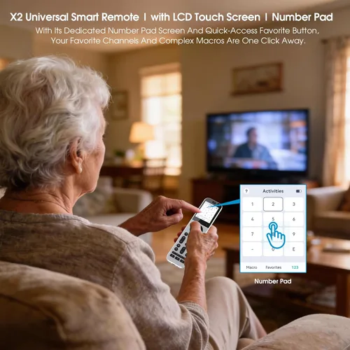 Vista 3 de SofaBaton Control remoto universal X2 con pantalla táctil y concentrador, control remoto inteligente todo en uno con base de carga y aplicación