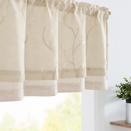 Vista 13 de Jinchan - Cenefa con volantes para cocina, cenefa de lino arrugado y cruzado, estilo shabby chic de casa de campo y cabaña, para sala de estar