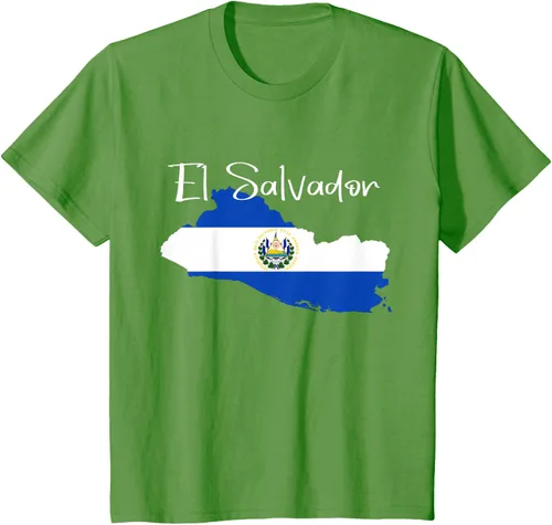 Vista 53 de Camiseta con la bandera de El Salvador, mapa de El Salvador, camiseta de Salvador para mujer