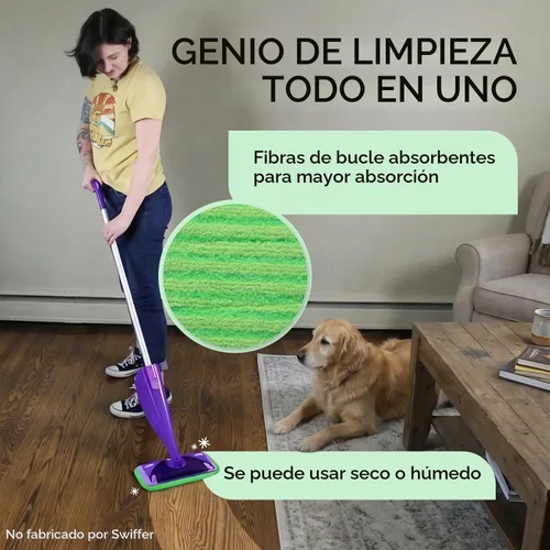 Vista 6 de Turbo Mops - Almohadillas reutilizables para mopa de suelo, paquete de 2, lavables a máquina, repuestos de mopa de microfibra de 12 pulgadas