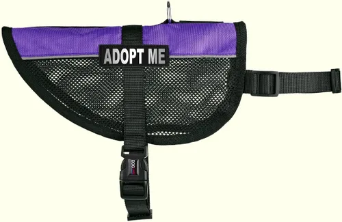 Vista 32 de Dogline MaxAire - Chaleco de malla para perros de 13 a 16 pulgadas y 2 parches extraíbles Adopt Me, talla S, color negro
