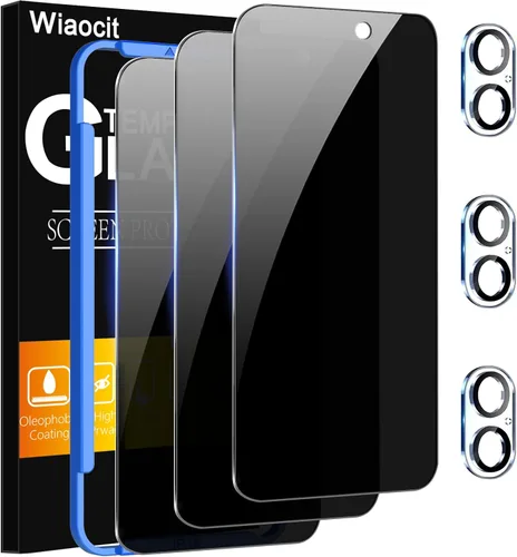 Vista 18 de Wiaocit 3 Pack Tempered Glass Screen Protector for iPhone 13 Pro with 3 Pack Camera Lens Protector, 9H Hardness, Bubble Free, Case Friendly