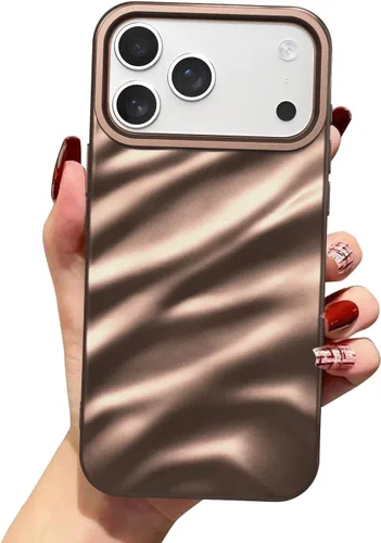 Vista 70 de QLTYPRI Funda compatible con iPhone 11, bonita funda con patrón de ondas de agua para niñas y mujeres, delgada, satinada, brillante, suave, de Beige