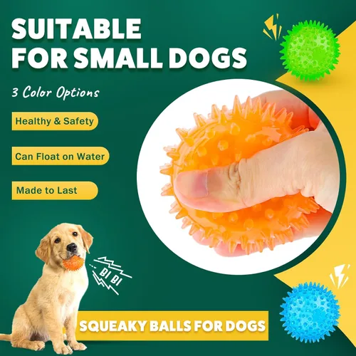 Vista 3 de PUPTILY Pelota interactiva con 2 funciones diferentes para perros de 2.5 pulgadas, bolas chirriantes para perros, juguetes y dentición de cachorros