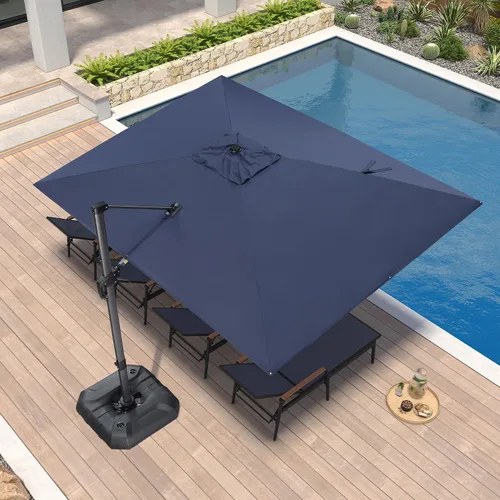Vista 35 de PURPLE LEAF Sombrilla de patio de 8 pies para exteriores, sombrilla voladiza cuadrada de aluminio con rotación de 360 grados para jardín, terraza