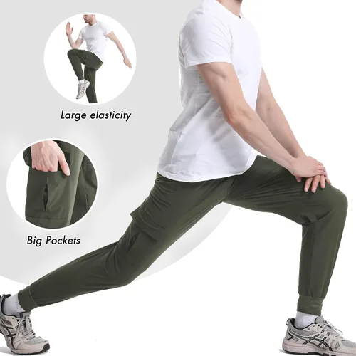 Vista 6 de Surenow Pantalones deportivos ligeros para hombre, de secado rápido, pantalones de senderismo para entrenamiento, pantalones deportivos para hombre