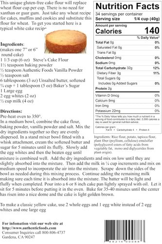 Vista 3 de Authentic Foods Steve's - Mezcla de harina de pastel sin gluten, 3 libras