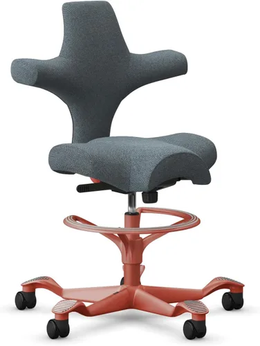 Vista 20 de HAG Capisco Sit to Stand - Silla de pie con marco blanco, tapizado, color rosa rubor Pink Blush