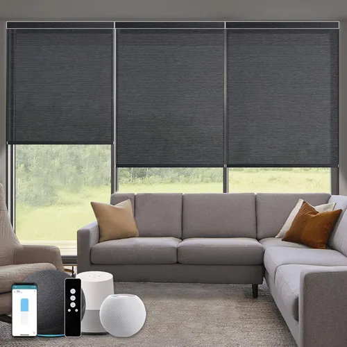 Vista 8 de Persianas enrollables inteligentes, persianas enrollables con cable 1% de apertura, compatibles con Google Home Alexa, persianas automáticas 1%