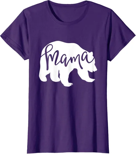 Vista 8 de Camiseta de mamá oso para mujer, camiseta inspirada en el Día de la Madre a juego, Azul / Patchwork, S