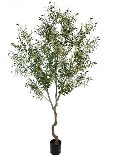 Vista 11 de Árbol de Olivo Artificial de 7 pies (82 pulgadas, 2200+ Hojas con Protección UV) Alto, Árbol de Olivo Falso para Interiores, Árbol Artificial