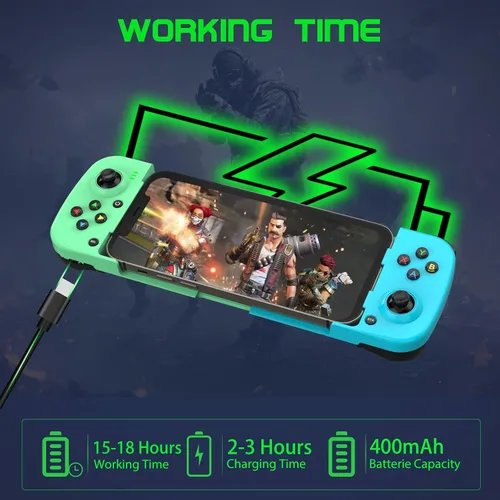 Vista 4 de Mobile Game Controller Gamepad for iPhone iOS Android PC Works with iPhone 1514131211X, iPad, Samsung Galaxy, TCL, Tablet, Call of Duty, Roblox