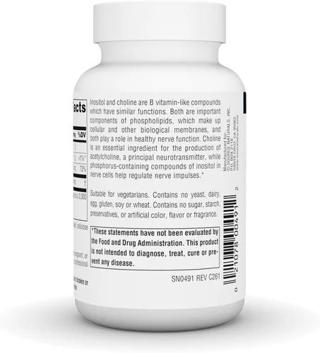 Vista 4 de Source Naturals Inositol y colina, apoya la función nerviosa saludable* - 800 mg -50 tabletas vegetarianas