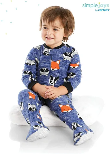 Vista 2 de Simple Joys by Carters - Pijama de forro polar para bebés y niños pequeños 3 unidades ajuste holgado con pies cubiertos
