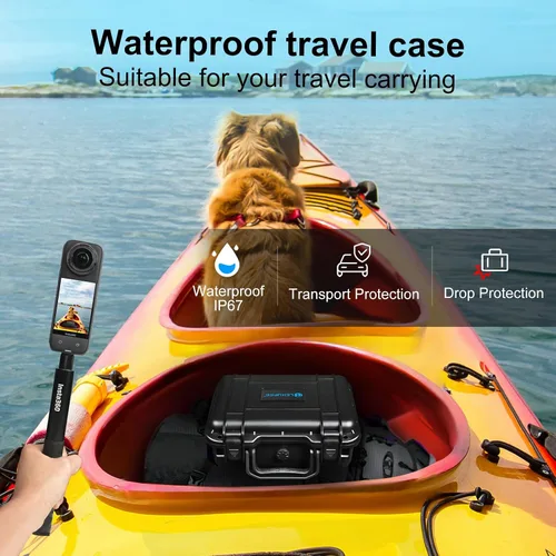 Vista 5 de Lekufee Funda de transporte impermeable para cámara Insta360 X5, Insta360 X4, Insta360 X3 y otros accesorios (solo funda)