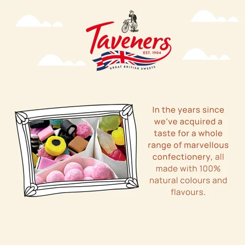 Vista 5 de Taveners - Gotas de frutas tropicales, surtido de dulces dulces, dulces duros de frutas tropicales en lata, dulces británicos, dulces tradicionales