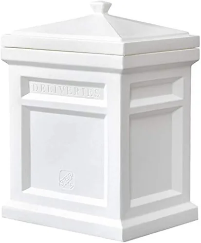 Vista 8 de Caja de entrega de paquetes Express de Step2, resistente a la intemperie, almacenamiento grande para exteriores, hecha de plástico duradero, sin
