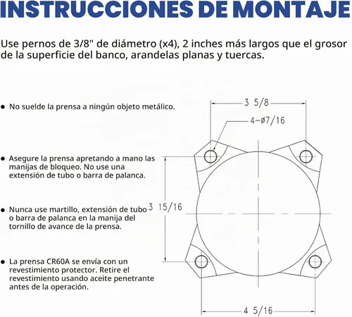 Vista 6 de Forward CR40A - Tornillo de banco de 4.5 pulgadas resistente con yunque y base giratoria de 210° 6,600LBS Clamping Force 4.5" Jaw Width, 5" Max