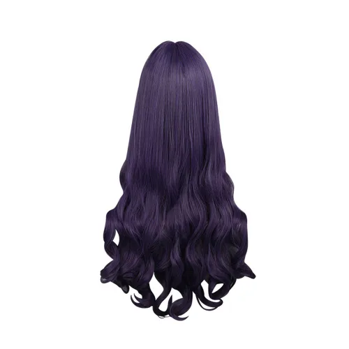 Vista 2 de TKK APE - Peluca de Halloween para cosplay, peluca de Lolita natural lacia ondulada de 31.5 pulgadas de largo, peluca morada, peluca de mujer media