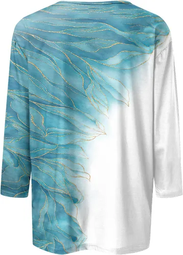Vista 129 de Camisetas personalizadas para mujer, a la moda, casual, de séptima manga, estampada, cuello redondo, camiseta
