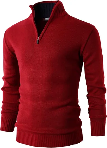 Vista 18 de H2H Suéter de cuarto cremallera para hombre, estilo casual, ajustado, polo Kmoswl021-azul marino