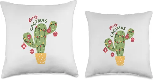 Vista 3 de jovy fits Merry Cactmas Divertido cactus feo de Navidad Almohada de regalo novedosa, 16 x 16 pulgadas, multicolor