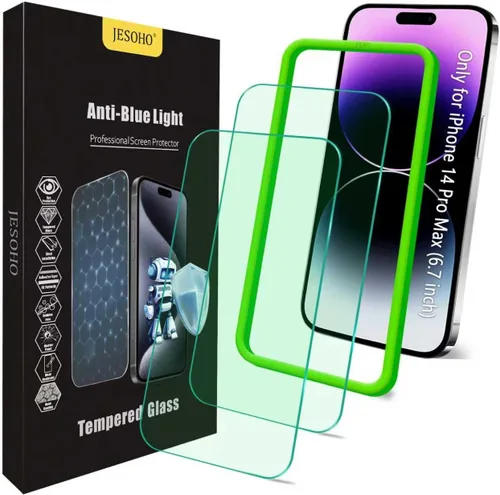 Vista 25 de Protector de pantalla de luz azul para iPhone 11, iPhone XR (6.1") HD con bloqueo de luz azul, película de vidrio templado, protección