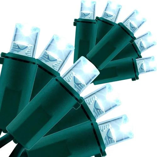 Vista 8 de YULETIME Luces LED de Navidad de gran angular de color blanco cálido, 200 unidades, 50 pies, paquete de 2 hebras de 25 pies, 100 luces