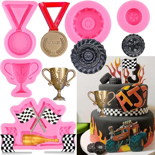 Vista 15 de Zixiang Molde redondo 3D para fondant, molde de silicona con forma de rueda de camión para decoración de pasteles, decoración de cupcakes, arcilla