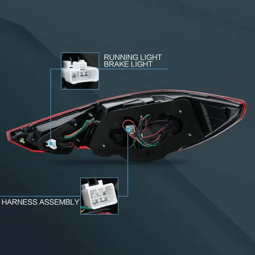 Vista 6 de VLAND Conjunto de luces traseras para Hyundai Sonata 6ª generación 2011-2014, Plug-and-play, rojo