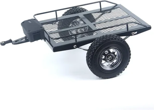 Vista 3 de LCX Carreras 1/10th RC Crawler Car Heavy Duty Metal Trailer RC Crawler Hooper Trail Cargo Carrier Kit de metal para Axial SCX10 SCX10 II TRX4 TRX6