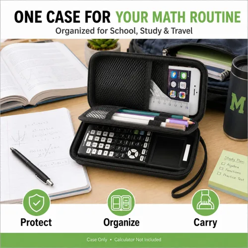 Vista 7 de ALKOO - Funda rígida para calculadora Texas Instruments TI-84 Plus CE, solo Negro