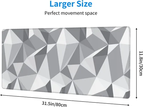 Vista 3 de Alfombrilla de mouse gris geométrica gris grande XL alfombrilla de escritorio abstracta larga extendida alfombrilla de mouse grande para accesorios