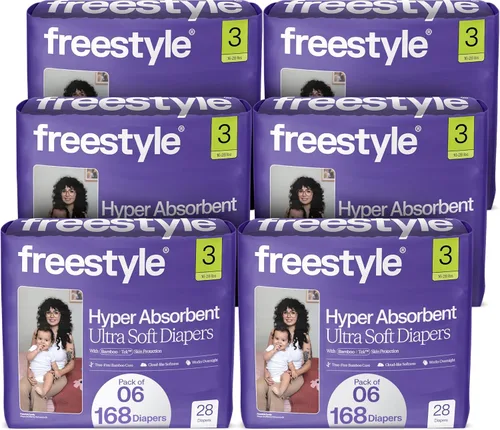 Vista 10 de Pañales Freestyle BambooTek - (Talla 1) Hiperabsorbentes y No Tóxicos – Pañales Desechables para Piel Sensible – Pañales Ultra Suaves (8-14 libras)