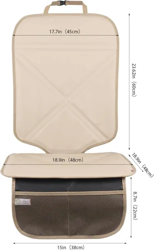 Vista 4 de Viaviat Protector de Asiento de automóvil, Protector de Cuero Impermeable de Seguridad Infantil, Funda Protectora con Almohadilla Gruesa y 2 Beige