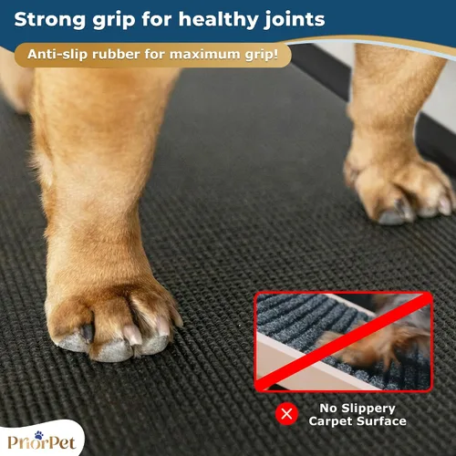 Vista 3 de Rampa para perros para sofá, antideslizante, resistente, plegable, soporta hasta 200 libras, ajustable de 7 a 20 pulgadas, plataforma de aterrizaje