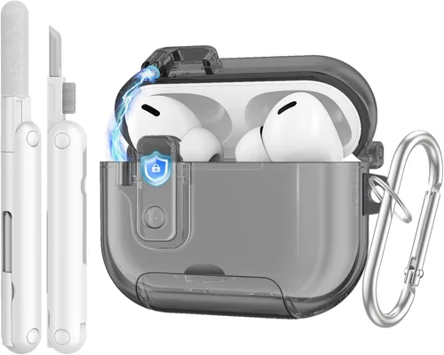Vista 11 de TiMOVO Funda transparente para AirPods Pro 3 (2025) con bloqueo seguro